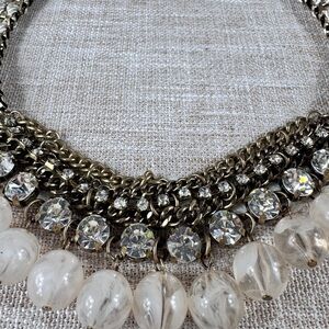 Elegant Loft Gold and Silver Necklace with Crystal Accents